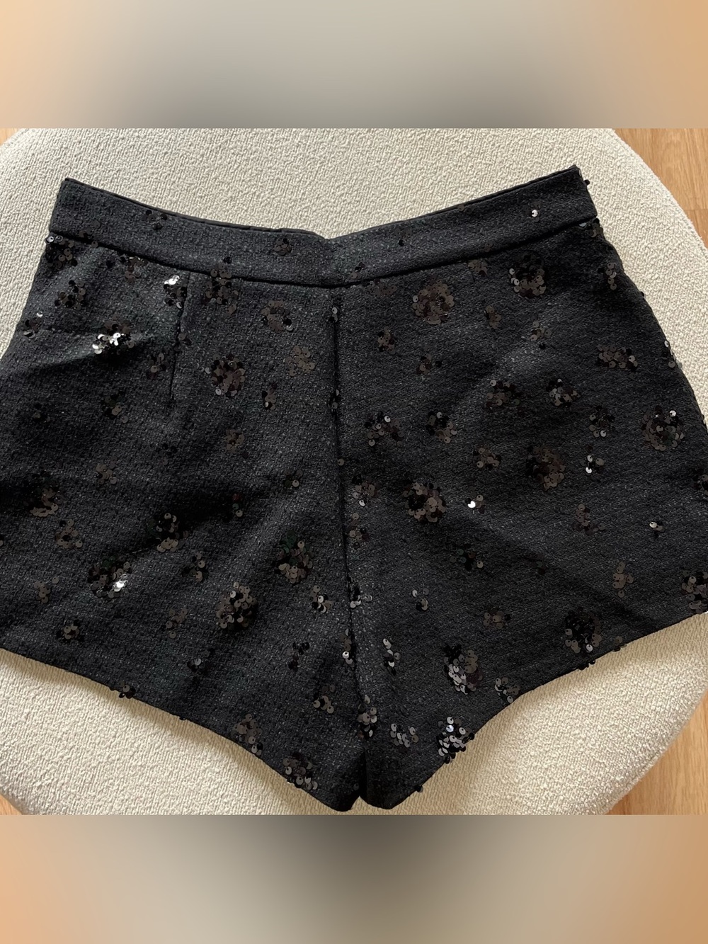 Lulus Black Sequin Tweed High Waisted Shorts Size XL